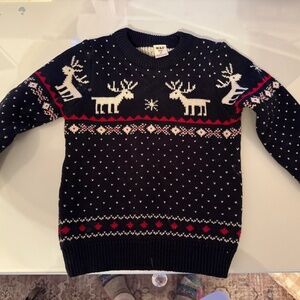 M&F Kids 100% Cotton Reindeer Sweater, Navy, Red, White, Size 3T